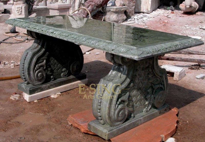 Outdoor Big Marble Square Table Flower Carving Natural White Marble Table for Garden
