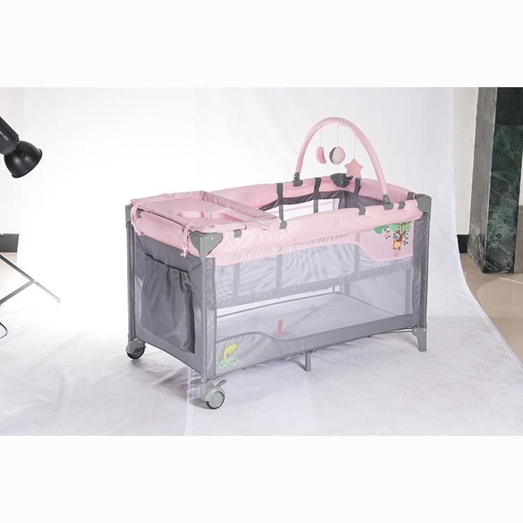 Baby Travel Bed Folding Colorful Safety Baby Bed Playpen by Zipper by Hooks Second Layer