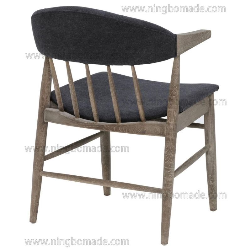 Scandinavian Countryside Style Designed Home Furniture Cold Smoky Grey Reclaimed Fir Wood Dark Grey Fabric Arm Chair