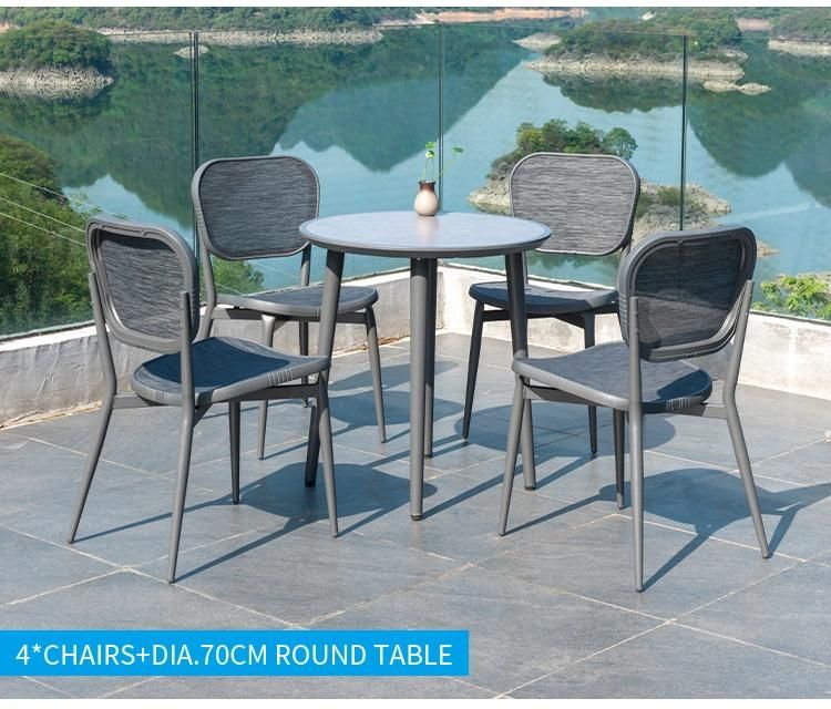 Grey Armless Aluminum Sling Outdoor Cafe Restaurant Bistro Chair