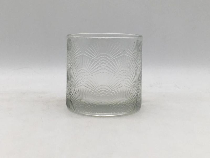 Clear Glass Candle Holder with Customized Frosted or Shiny Spray Color