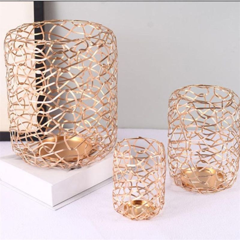 New Iron Geometry with Electroplating Metal Candlestick Romantic and Creative Home Decoration