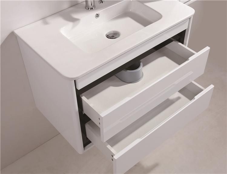 Modern PVC European White Home Bathroom Storage Vanity Cabinet with Side Cabinet