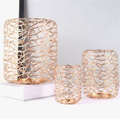 New Iron Geometry with Electroplating Metal Candlestick Romantic and Creative Home Decoration