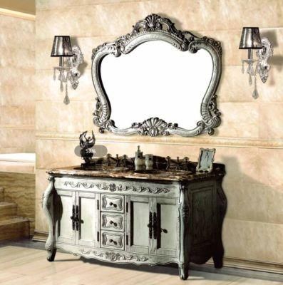 European Standard Classical Style Furniture Imitation Old White American Red Oak Solid Wood Bathroom Cabinet
