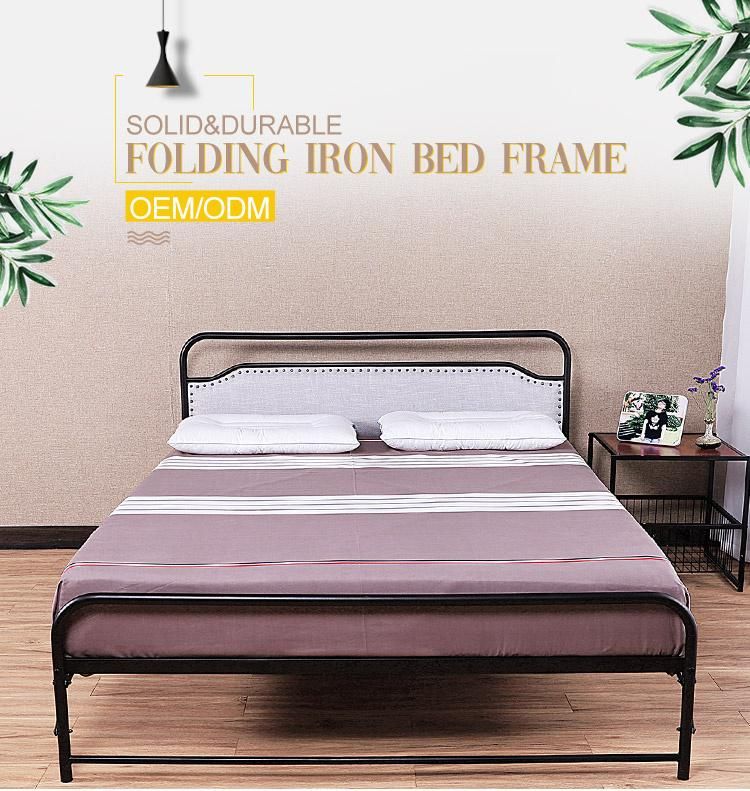 Antique Style Cheap Price Iron Double Bed Steel Bed Design