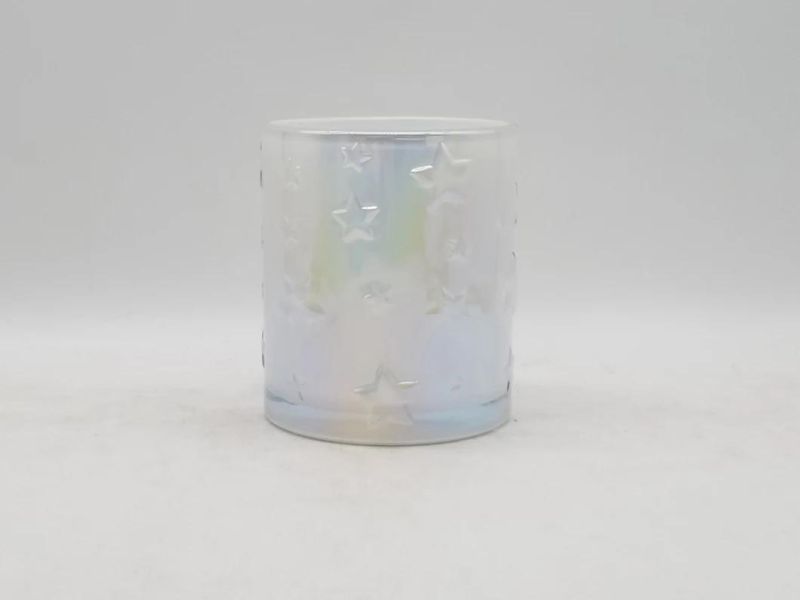 Glass Candle Holder with Irisated Color and Various Size for Decoration