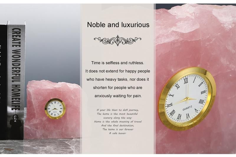 Natural Pink Crystal Stone Electronic Bell Simple Nordic Kids Bedroom OEM Desk & Table Clocks