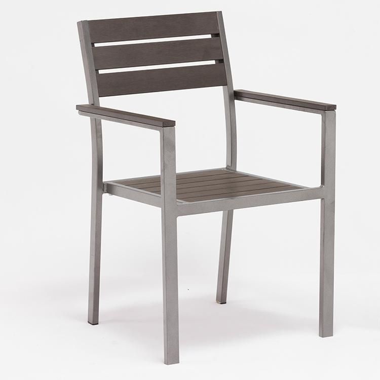 7 PC Grey Plastic Wood Metal Garden Furniture Set