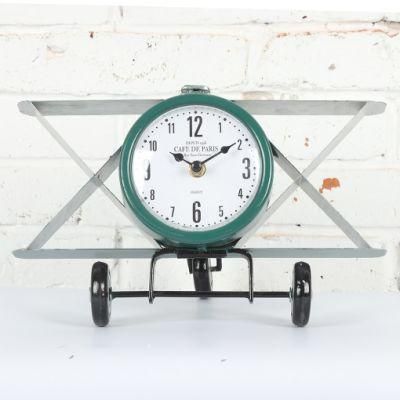 Airplane Model Iron Table Clock, Promotional Gift Clock, Plane Shape Desk Clock,