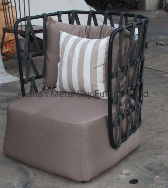 Outdoor Rope Metal Courtyard Garden Hotel Restaurant Wicker Rattan Chair