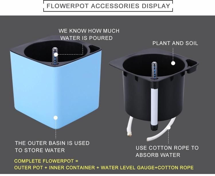 Four Colour Margic Square Lazy Self Absorption Water Creative Personalized Porcelain Plastic Flowerpot for Graden Plant