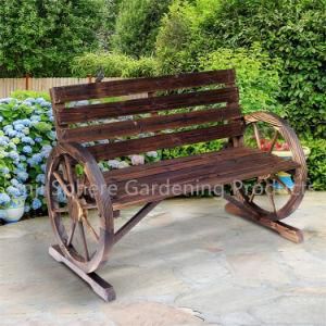 Wooden Wagon Wheel Bench for Garden