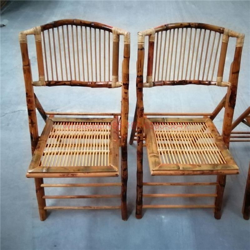 Antique Bamboo Folding Chair with Pillow