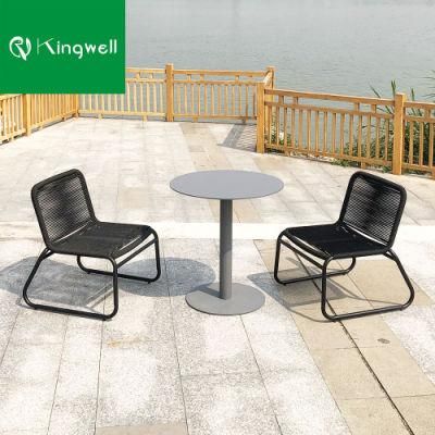 High Quality Modern Aluminum Outdoor Furniture Round Aluminum Coffee Table and Rope Chair