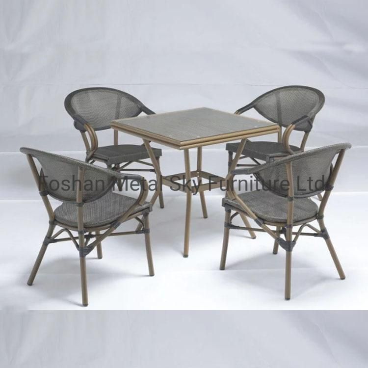 Outdoor Aluminum Wooden Garden Hotel Patio Armchair Teslin Rattan Chair