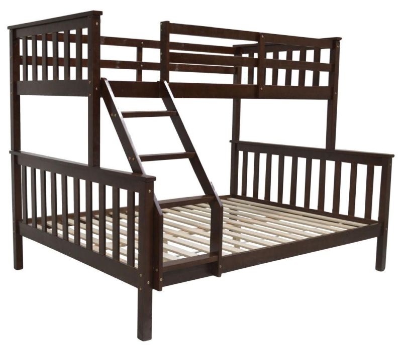 White Solid Wood Triple Bunk Bed 3 Sleeper Twins Children, Can Be Separated Into a Single Bed and a Double Bed