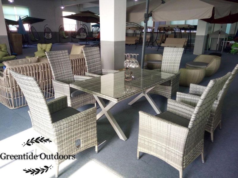Outdoor Garden Furniture Rattan Round Dining Table with Umbrella Hole