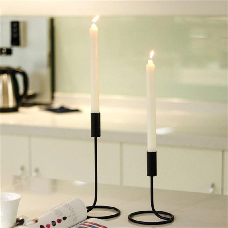 Single Head Candlestick Iron Candle Cup Nordic Light Luxury Geometric Ornaments Creative Candlelight Dinner Props