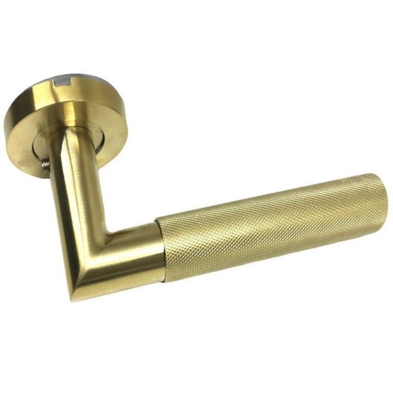 Solid Grade 304 Stainless Steel Knurled Brass Gold Lever Door Handle