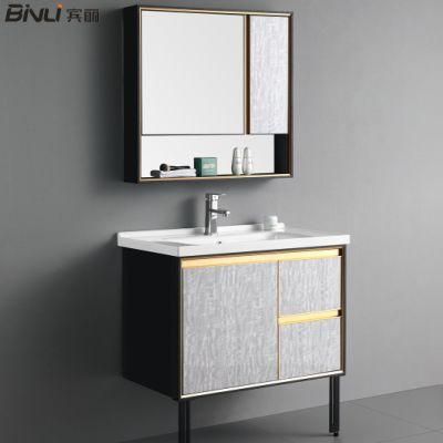 2021 Special Offer New Design European Floor Mounted Simple Wash Basin Modern Bathroom Vanity with Mirror Cabinet
