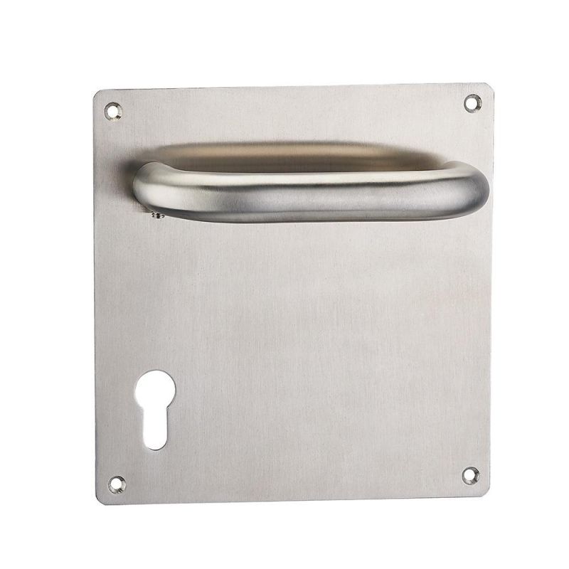 China Manufacturer European Market Door Hardware Ss201 SS304 Stainless Steel Hollow Tube Lever Plate Handles Steel Door Handle OEM ODM