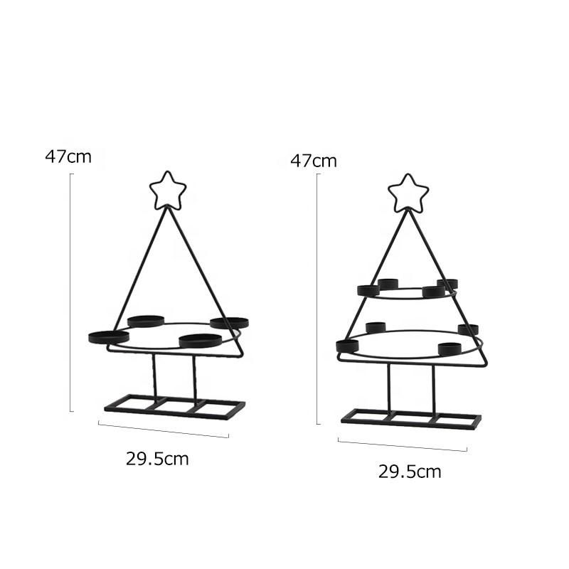 Metal Black Christmas Tree Candle Holder for Home Decoration for Tea-Light and Pillar for Christmas Decoration