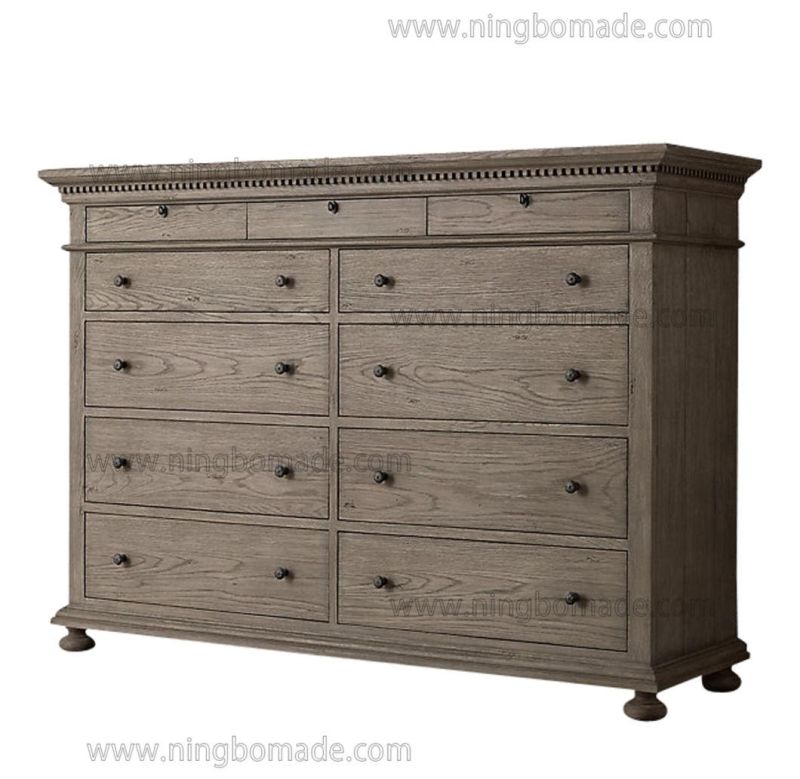 Architectural Classicism Timeless Collection Antique Grey Oak 3+8 Drawers Chest
