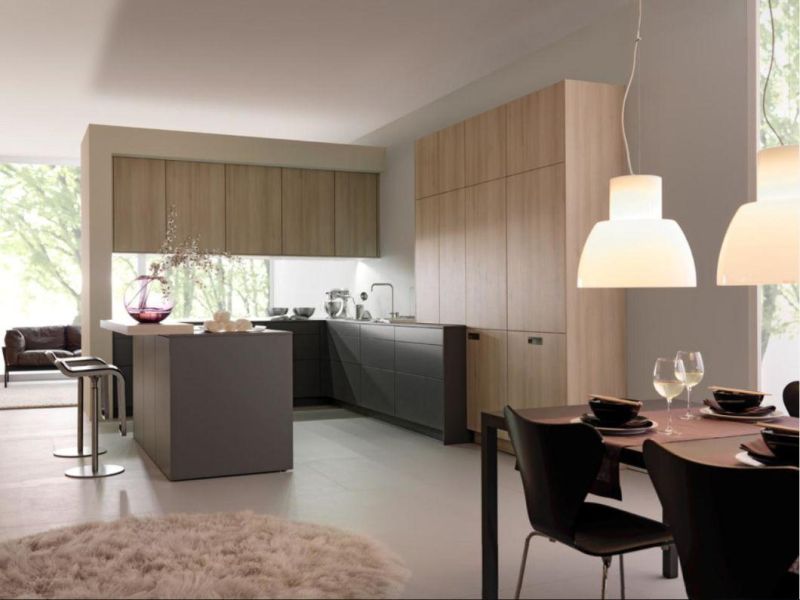 Black Melamine European Style Assembled Handless Cheap Laminated Modern Customized Kitchen Cabinet