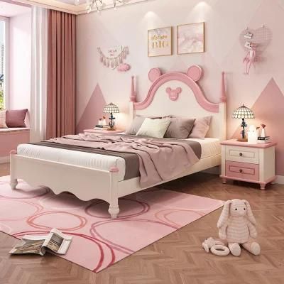 Pink Princess Bed Wooden Kids Bedroom Furniture