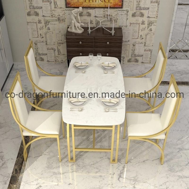 European Style Luxury Furniture Stainless Steel Leather Wedding Dining Chairs