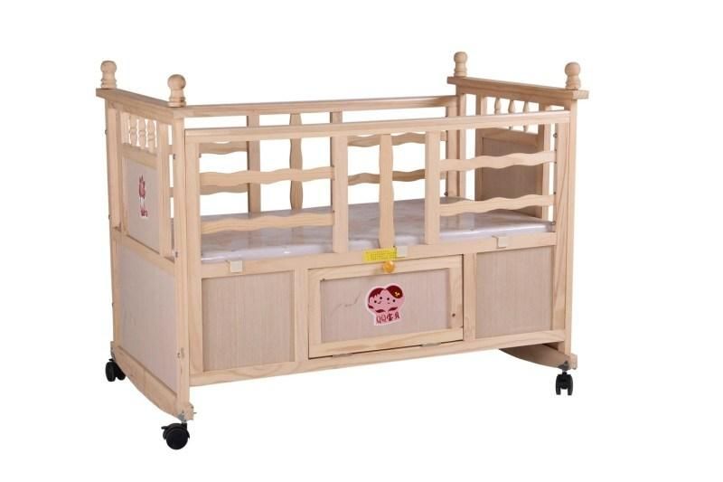 European Style Luxury Wooden Baby Crib, Royal Golden Hand Carving New Born Baby Cot with Multifunction