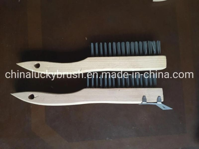 Wooden Base Steel Wire Brush with Schleifer for USA/European (YY-496)