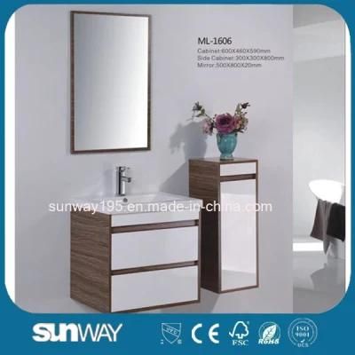 European Sanitary Ware Melamine Wash Basin Bathroom Vanity with Side Cabinet