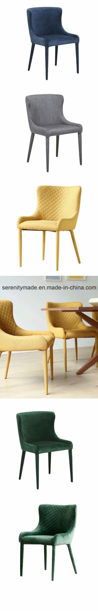 Velvet Supplier European Style Luxury Velvet Upholstered Dining Chair with Low Armrest