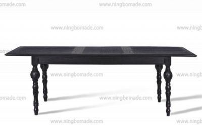 MID Century Antique Style Handmade Nordic Rectangular Black Solid Oak Wood Extension Dining Table