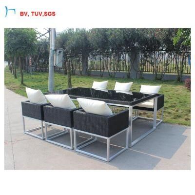 Outdoor Garden Rattan Furniture Dining Table and Chairs for 6 Peoples Seater