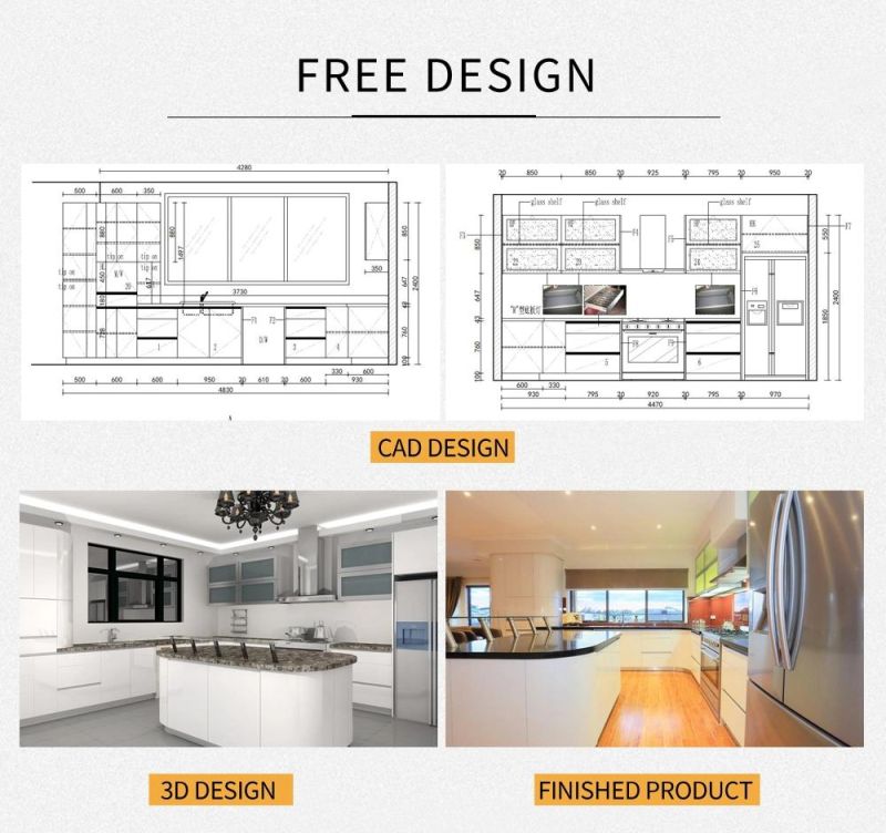 Environmental Protection Durable Modern Kitchen Cabinet Furniture Lsland Style CAD Kitchen Design