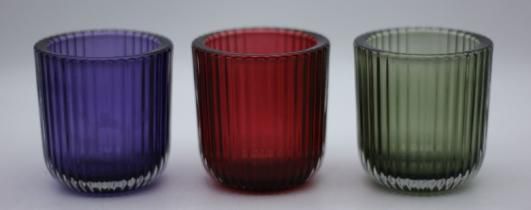 Glass Candle Holder with Various Color and Different Embossed Pattern