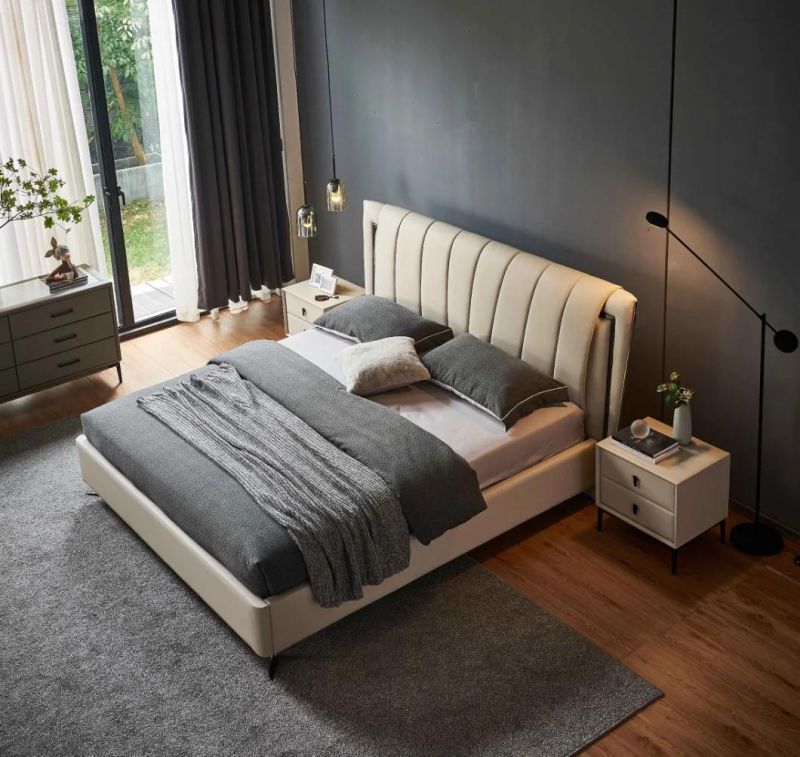 European Furniture Bedroom Furniture Set Genuine Leather Bed King Bed Gc2116