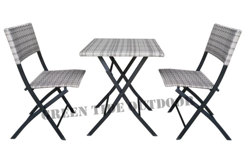 Patio Outdoor Garden Furniture Rattan Folding Bistro Sofa Set 3PCS