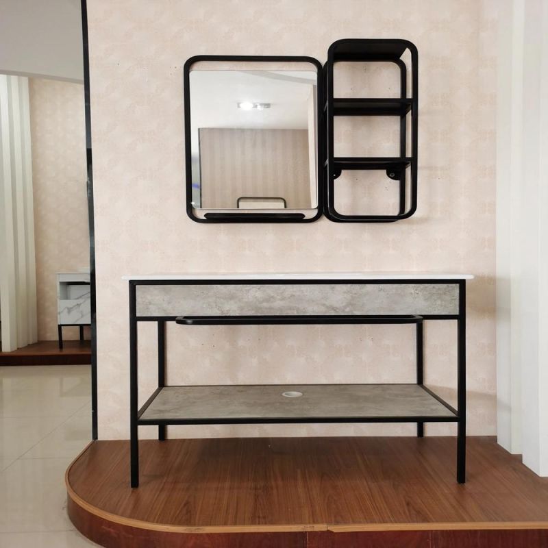 European Luxury Mosaic Mirrored Stainless Steel Floor Bathroom Furniture Cabinet