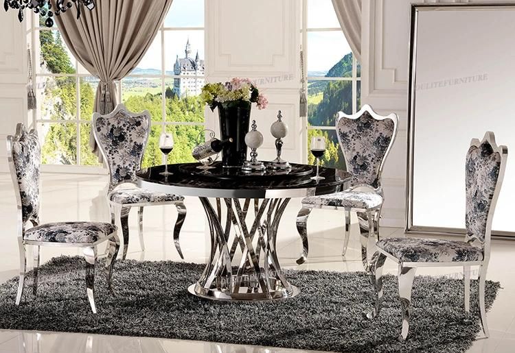 Home Furniture Black Artificial Marble Dining Table with Chairs