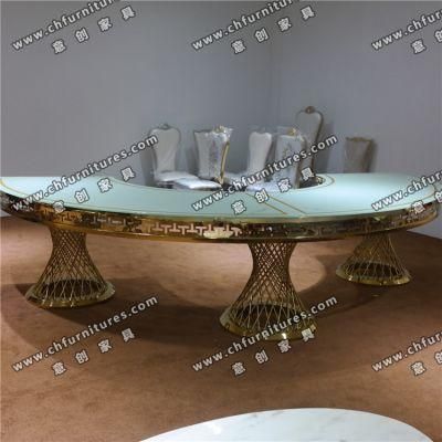 Luxury Rose Gold Painting Stainless Steel Dining Table Yc-St29