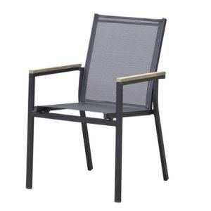 Outdoor Aluminum Furniture Stackable Textile Chair with Polywood Armrests (K56)