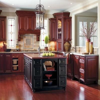 Custom Classic Wooden Kitchen Cabinetry Luxury Island Sets European American Style Solid Wood Kitchen Cabinet Design